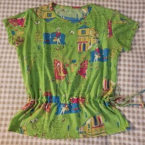 Vibrant Green Graphic Women's Blouse